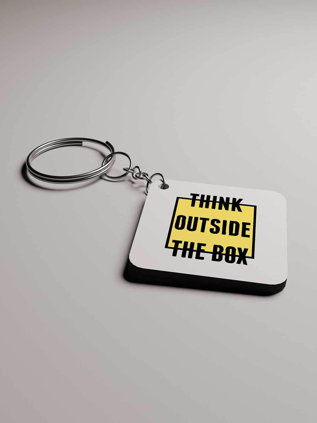 Think Outside the Box Graphic Keychain