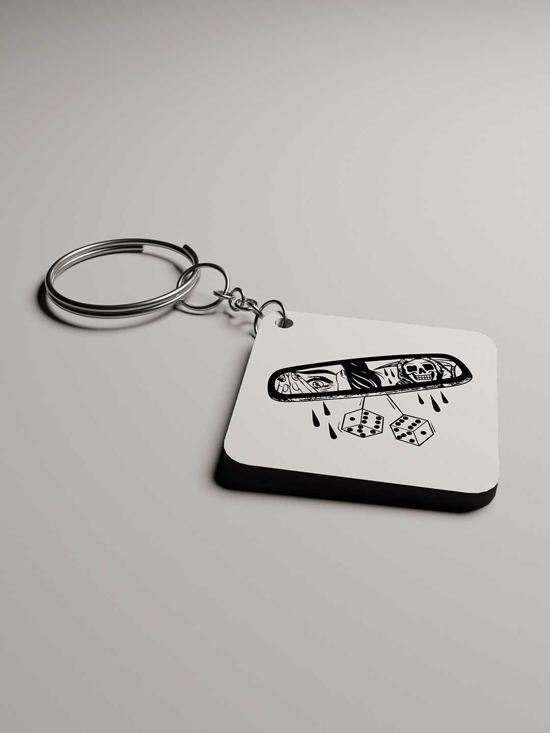 Rear View Mirror Graphic Keychain