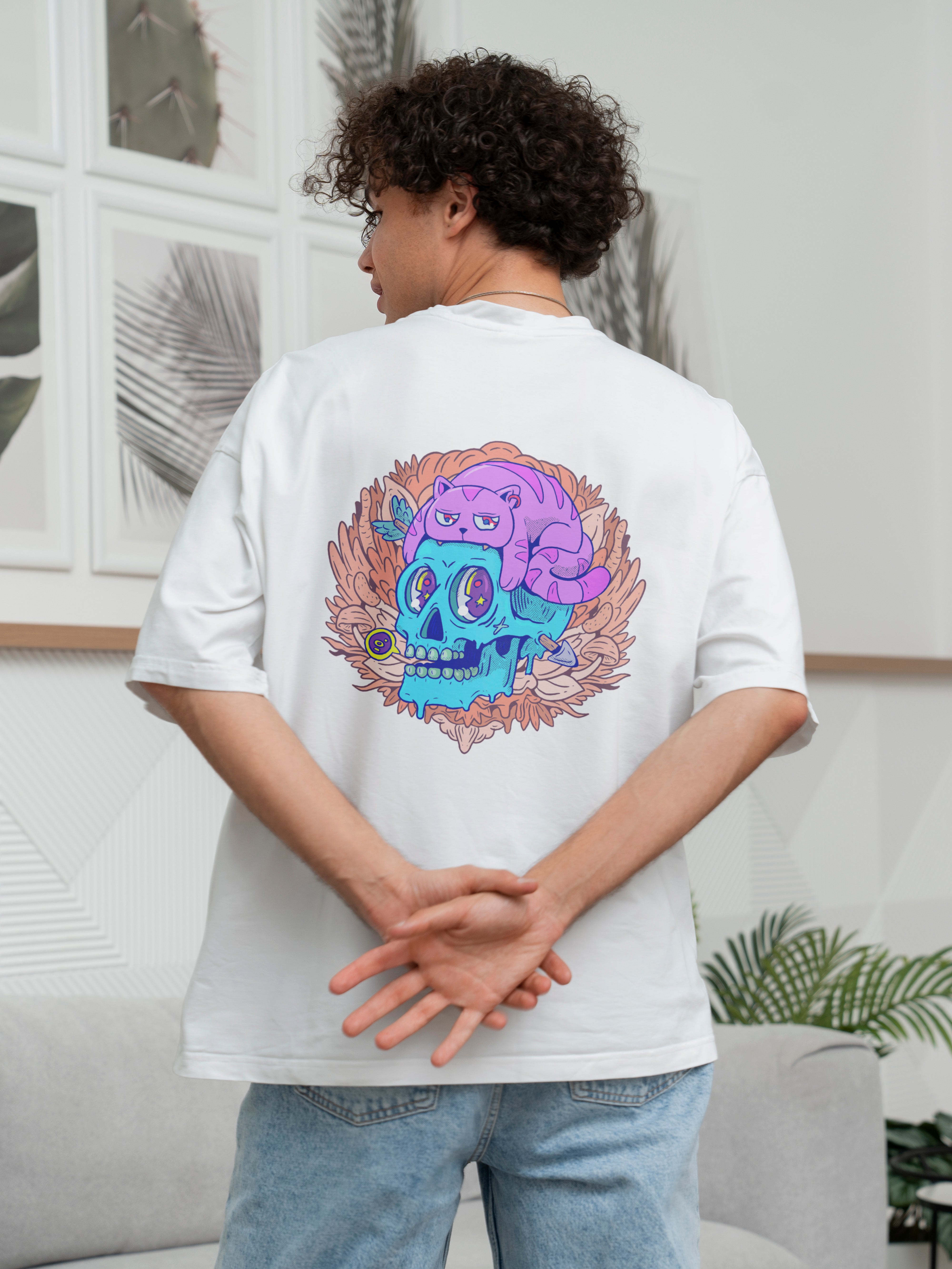 Cat Skull Oversized Tee