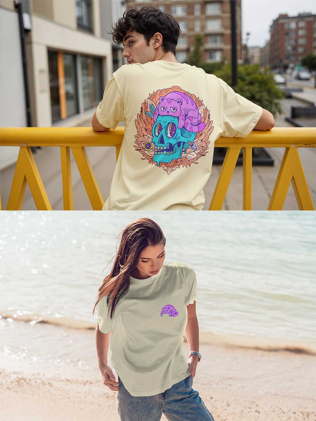 Cat Skull Oversized Tee