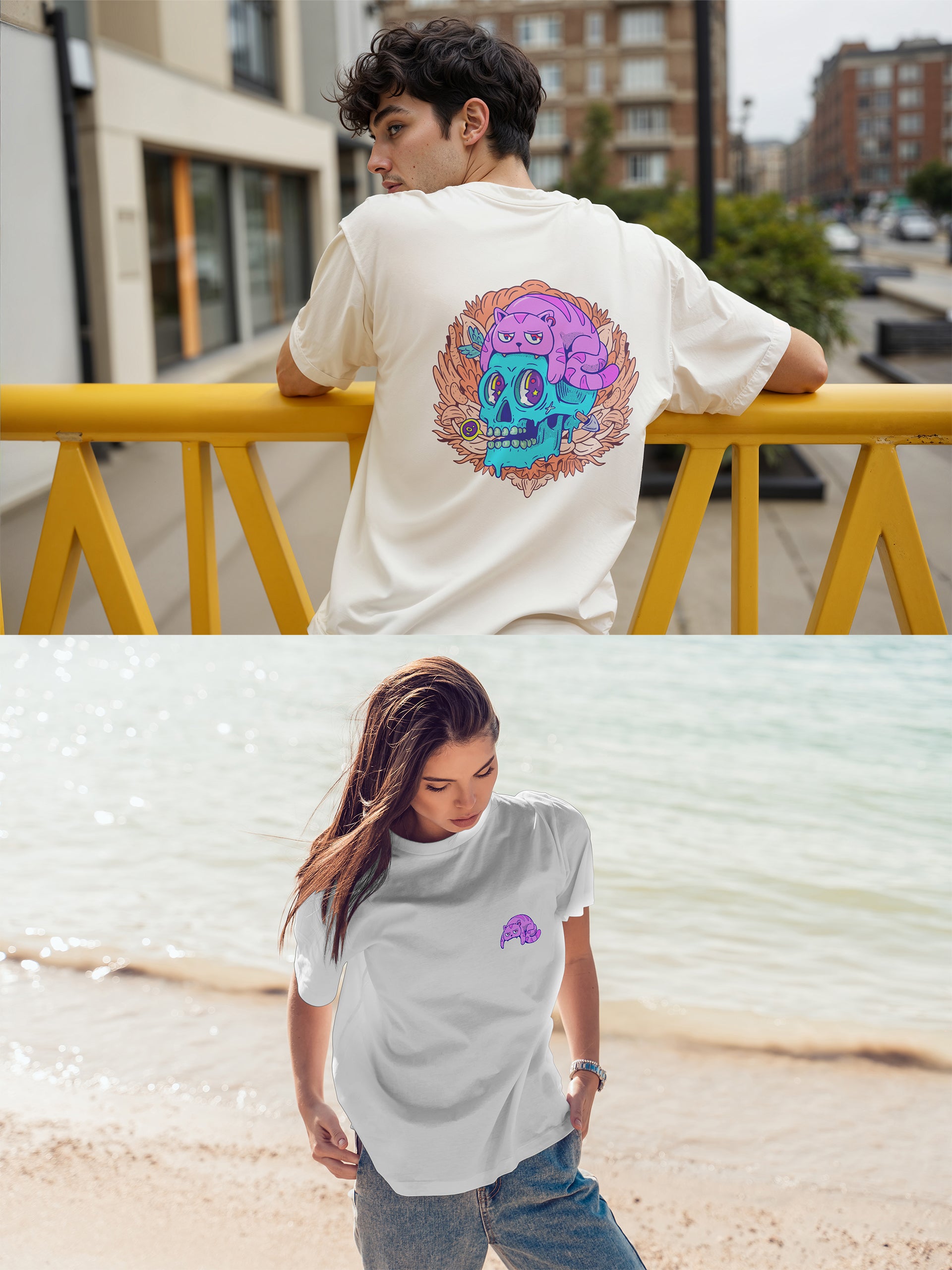 Cat Skull Oversized Tee