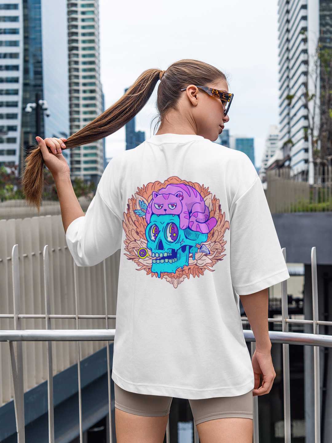 Cat Skull Oversized Tee