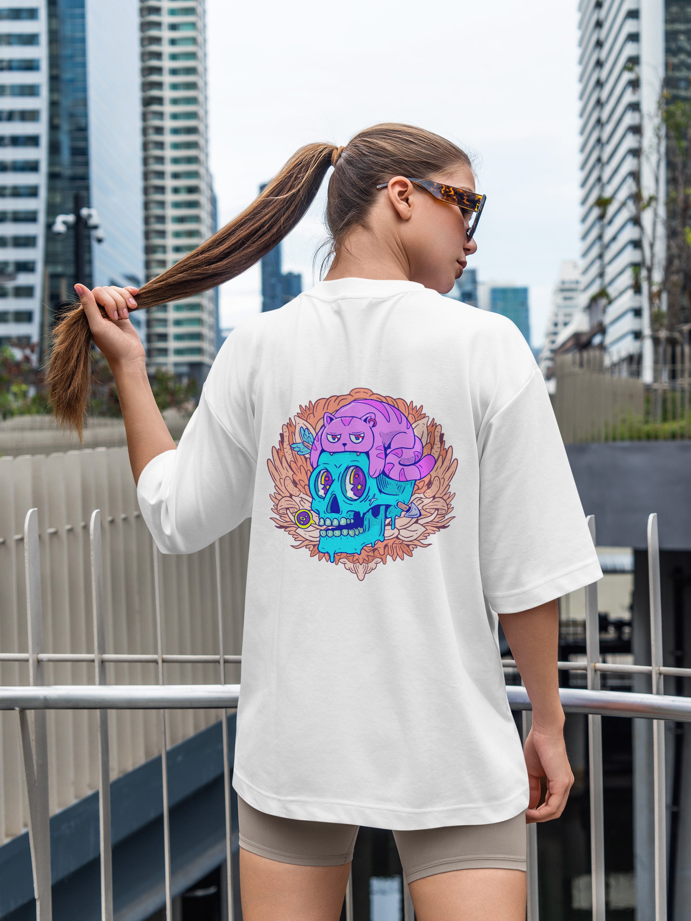 Cat Skull Oversized Tee
