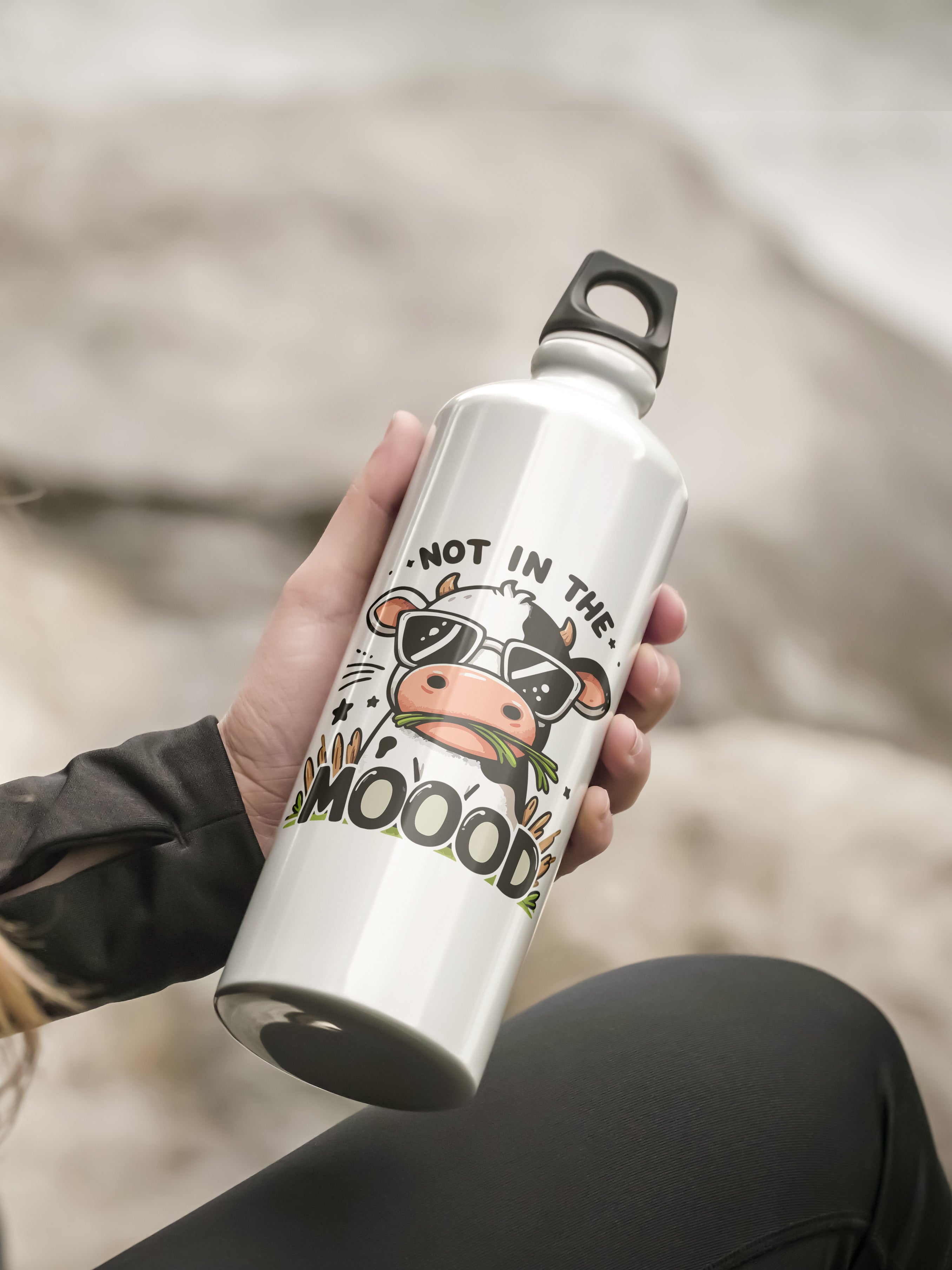 Not in the Moooood Graphic Metal Bottle