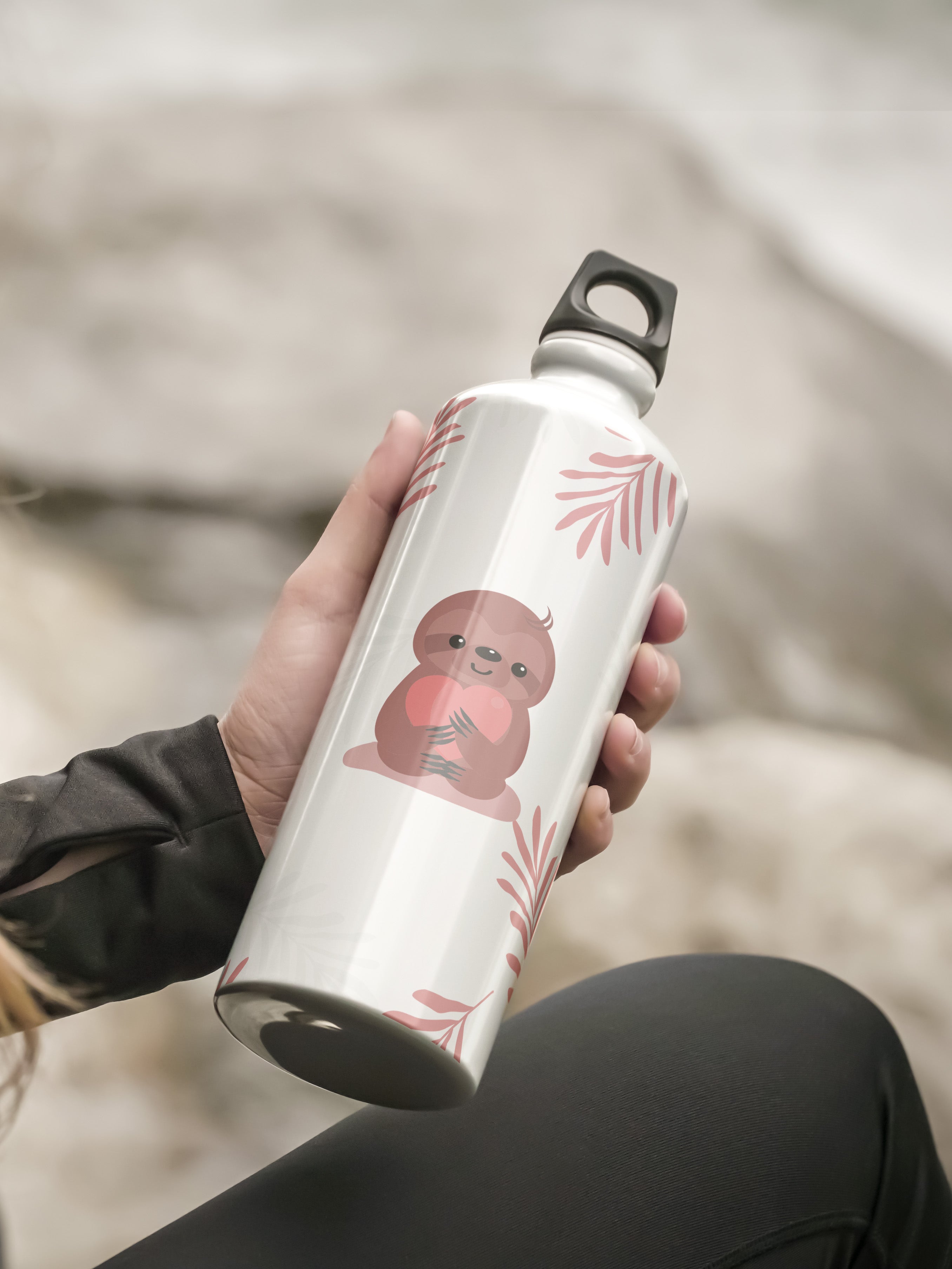 Sloth Pattern Graphic Metal Bottle