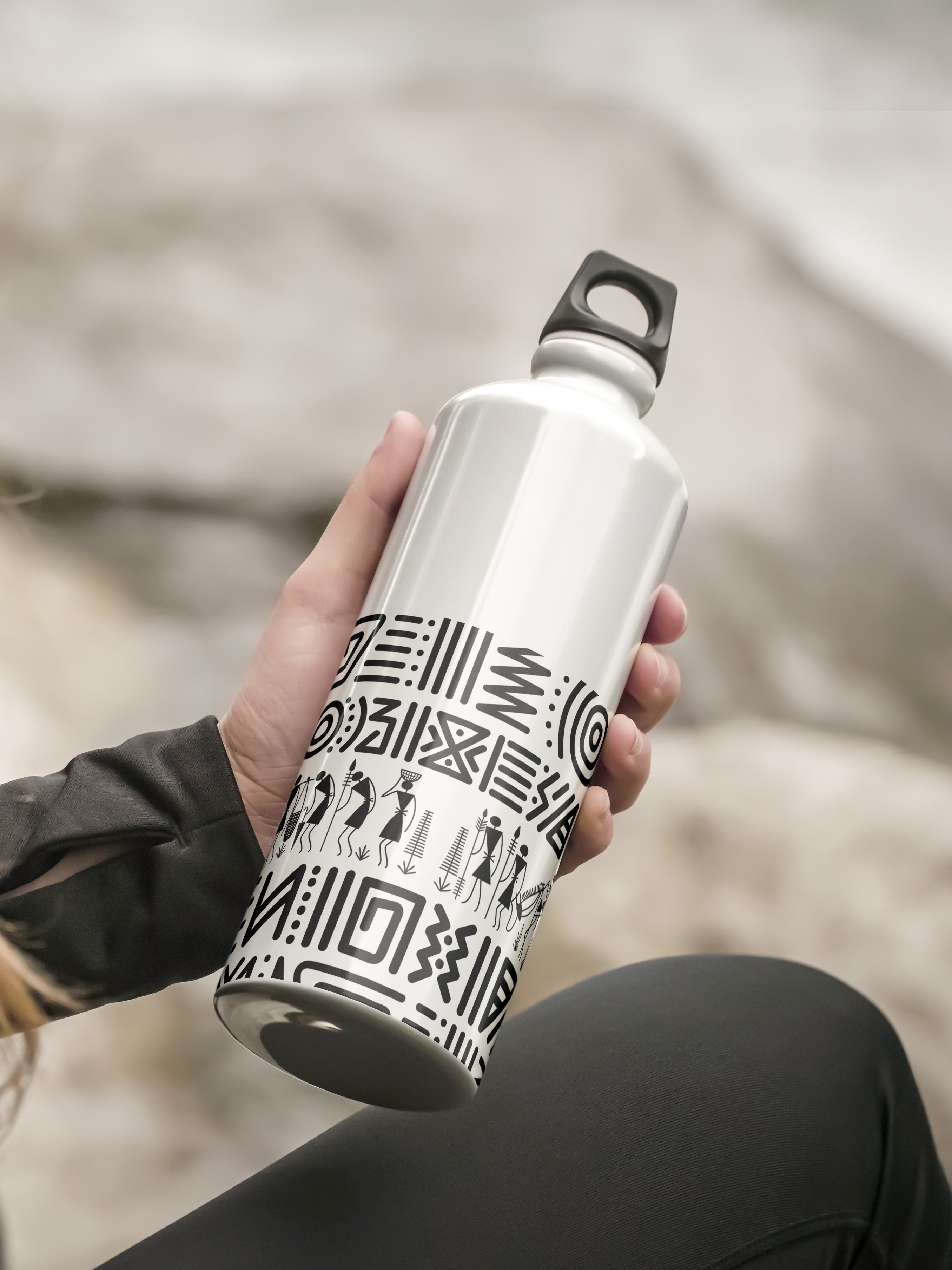 Tribal Art Pattern Graphic Metal Bottle