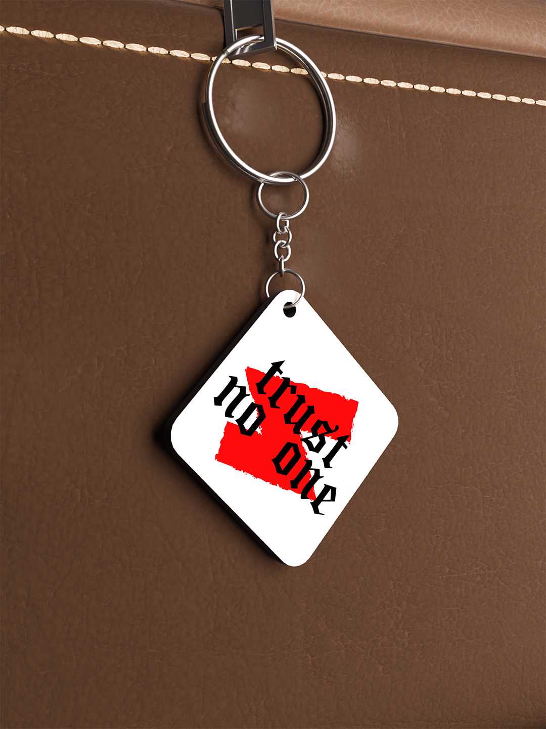 Trust No One Graphic Keychain