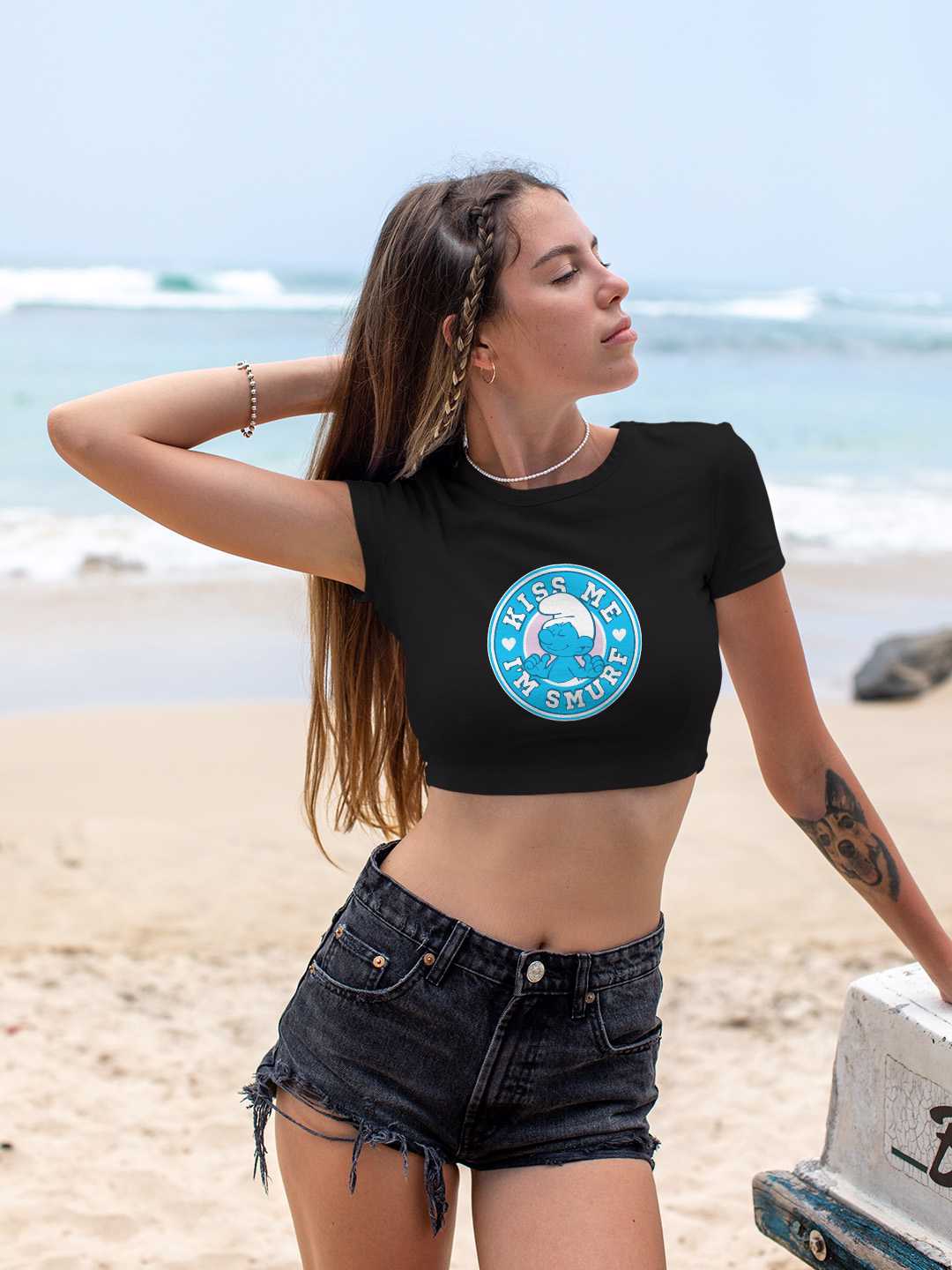 Kiss Me I Am A Smurf  Graphic Baby Tee