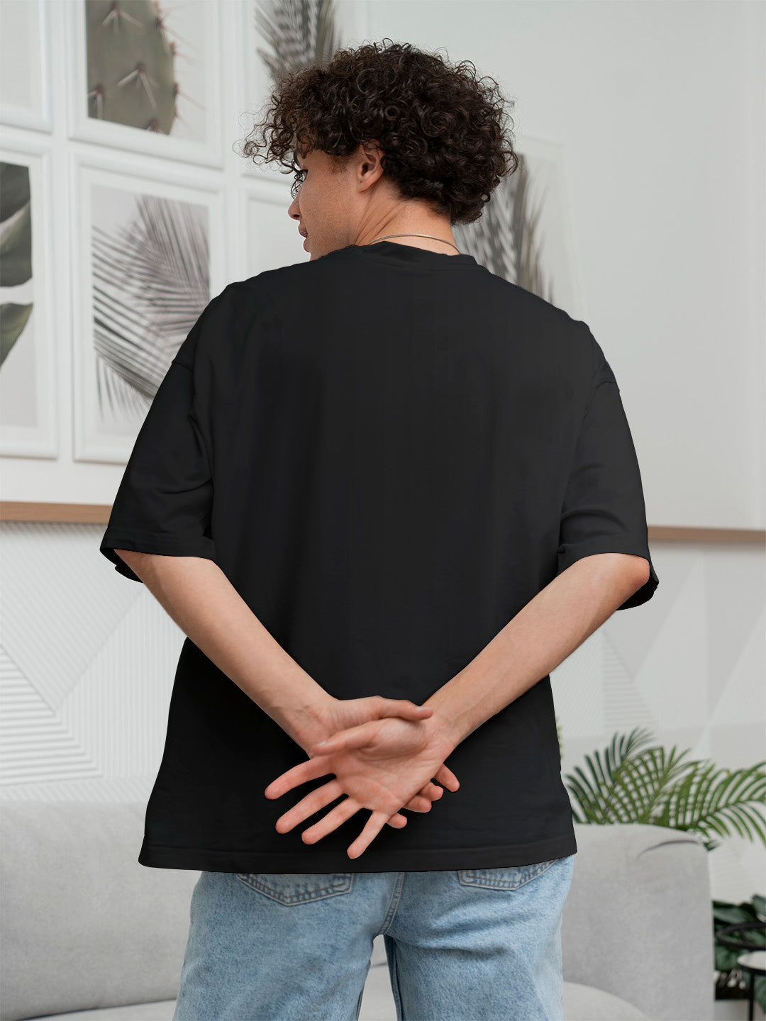 Black Solid Oversized Tee