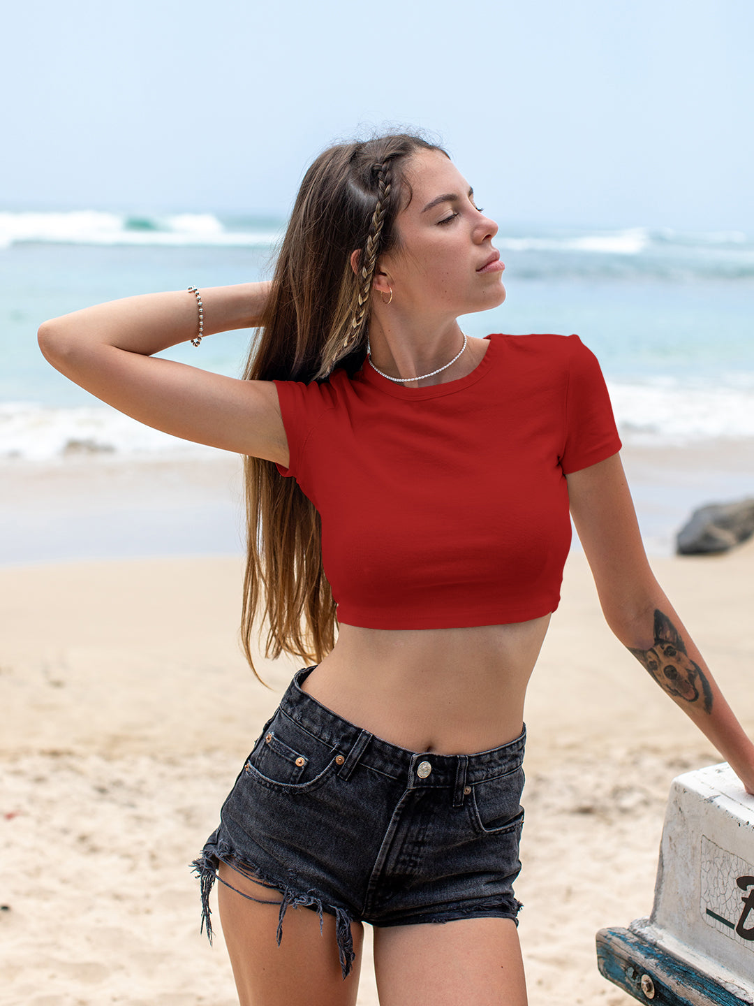Red Solid Baby Tee