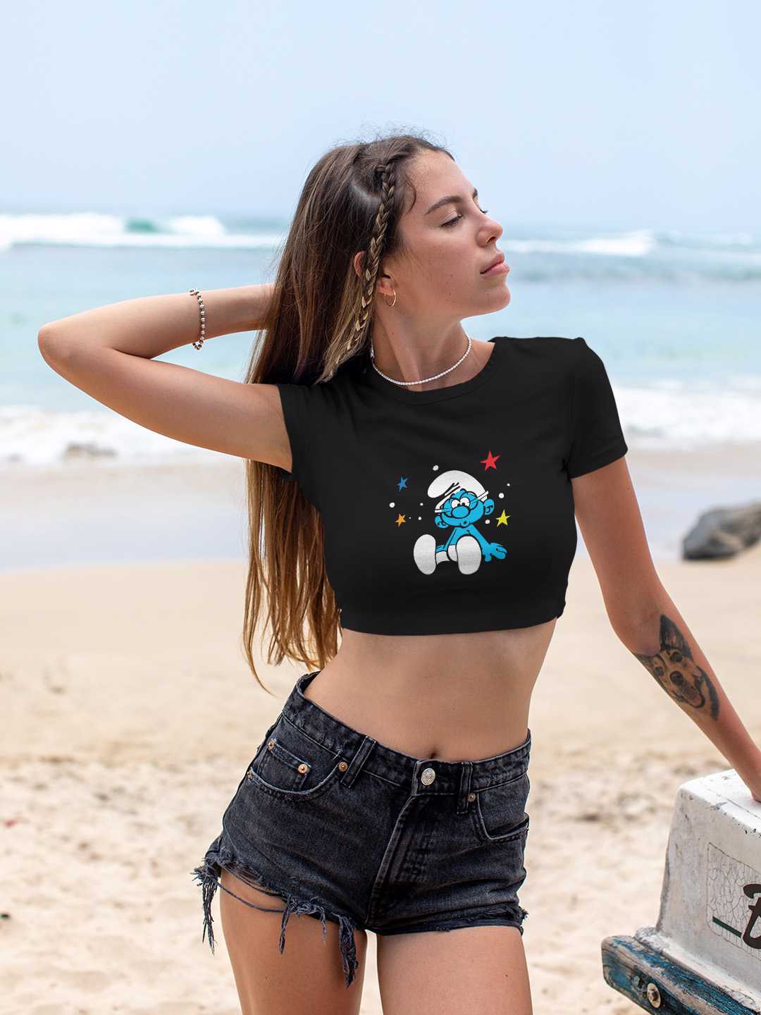 Confused Smurf Graphic Baby Tee