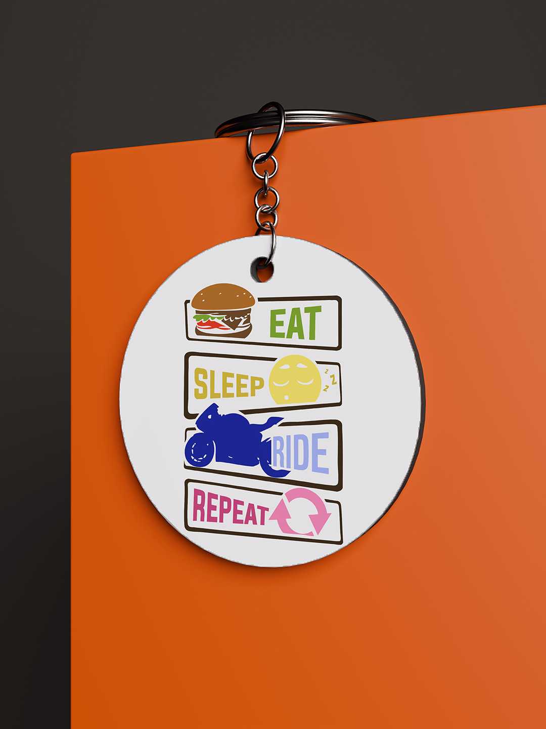 Eat.Sleep.Ride.Repeat Graphic Keychain