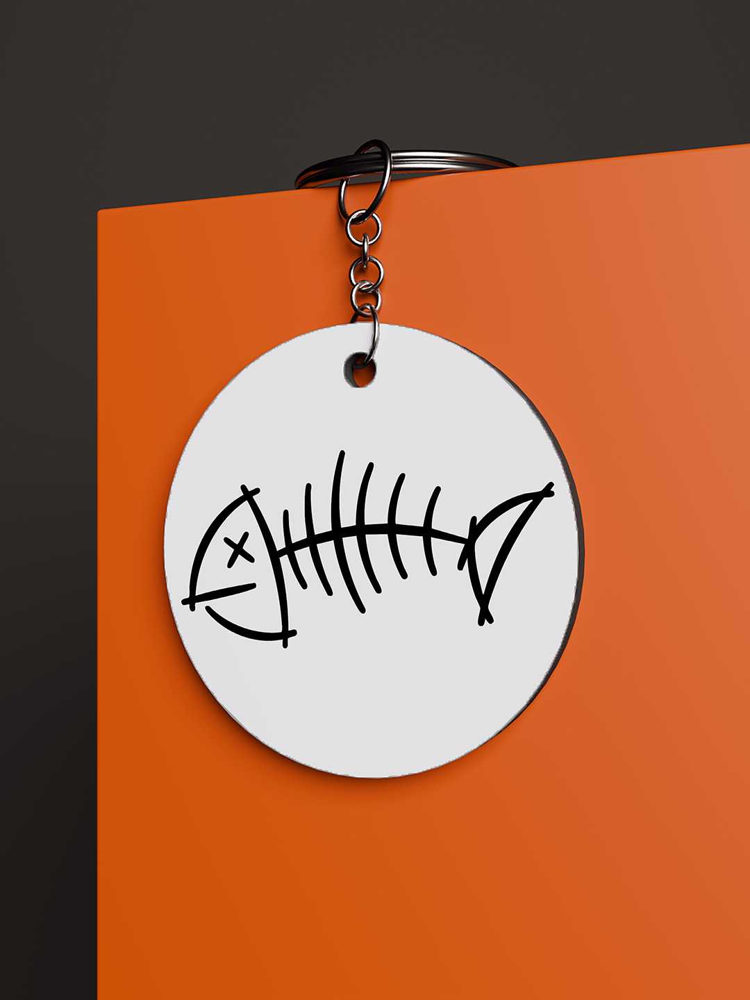 Fish Bone Graphic Keychain