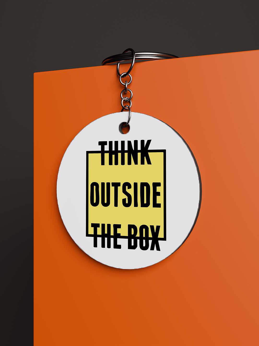 Think Outside the Box Graphic Keychain