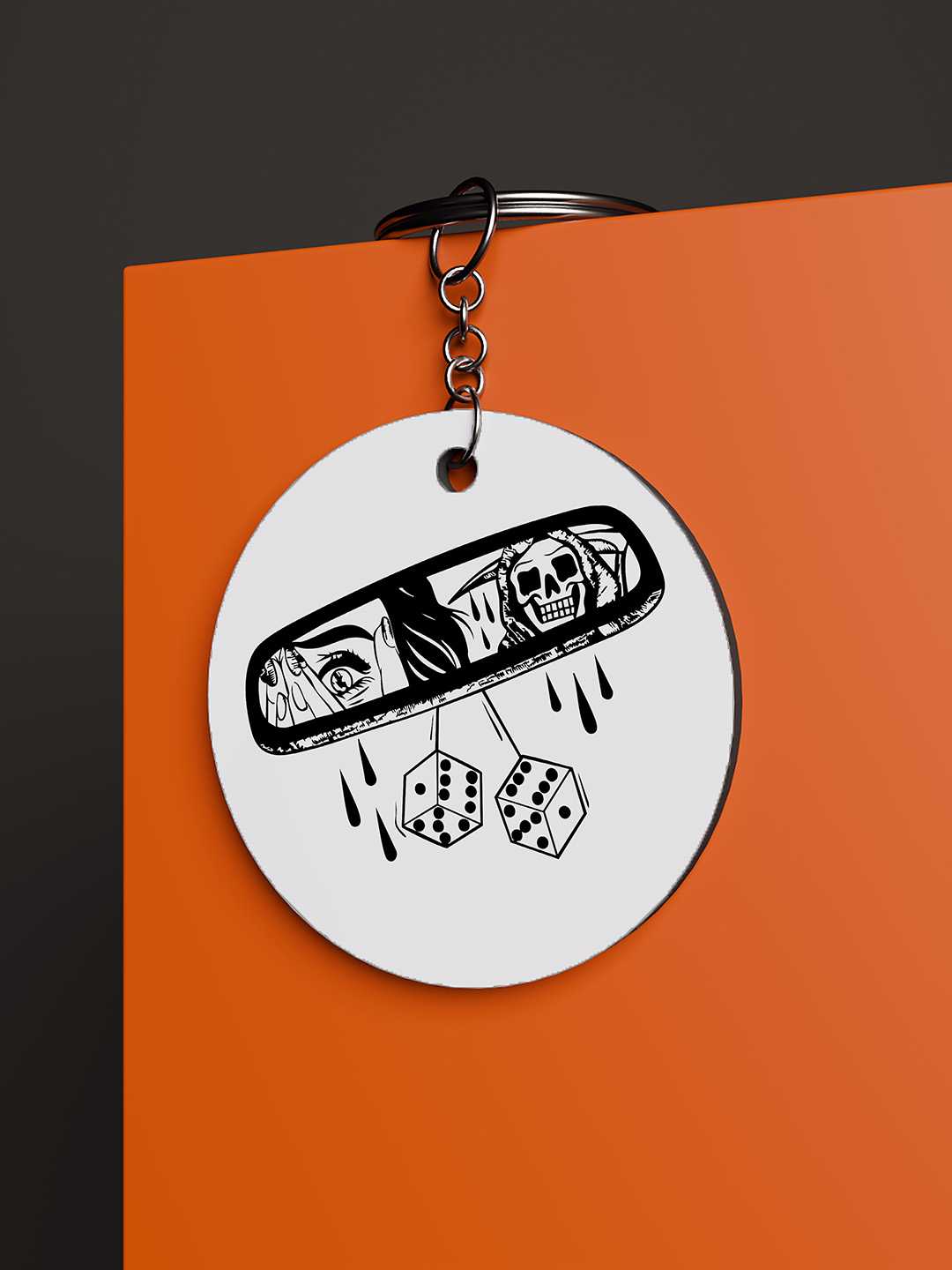 Rear View Mirror Graphic Keychain