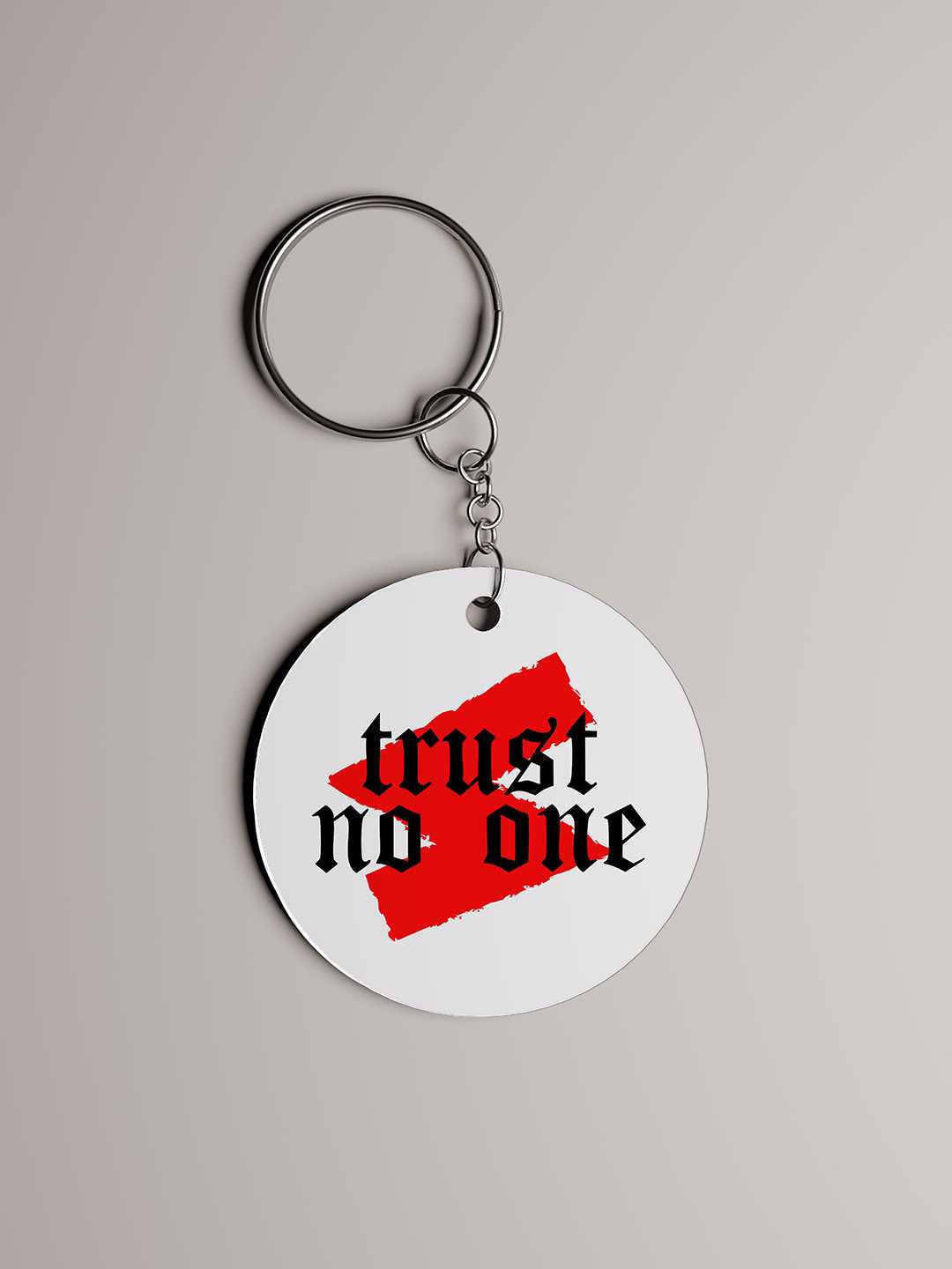 Trust No One Graphic Keychain