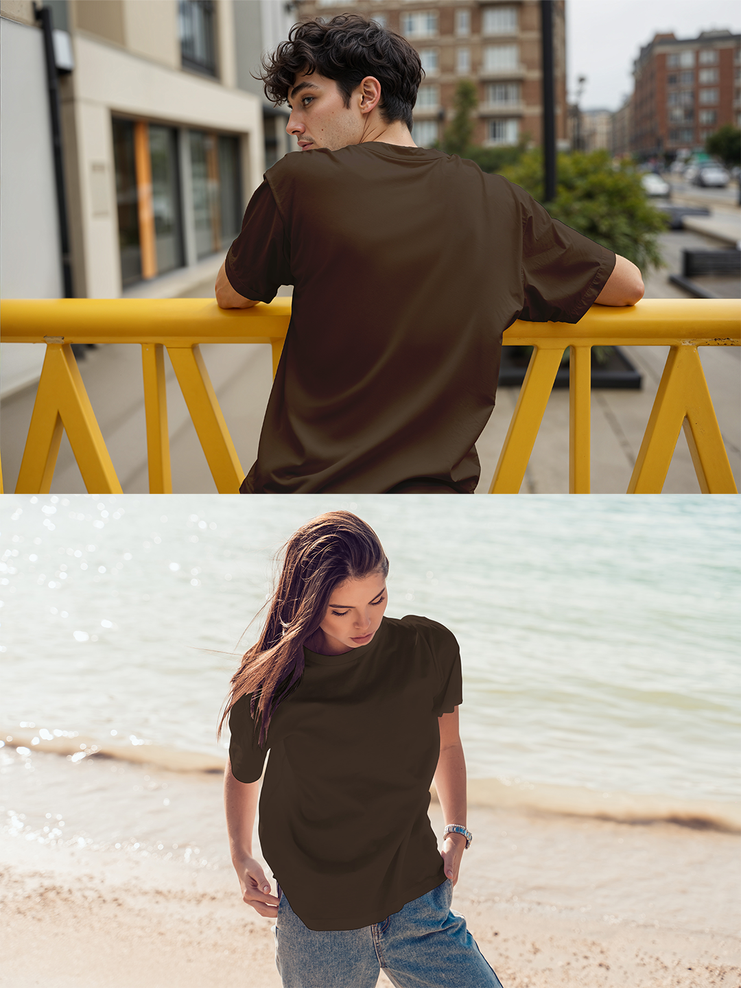 Coffee Solid Oversized Tee