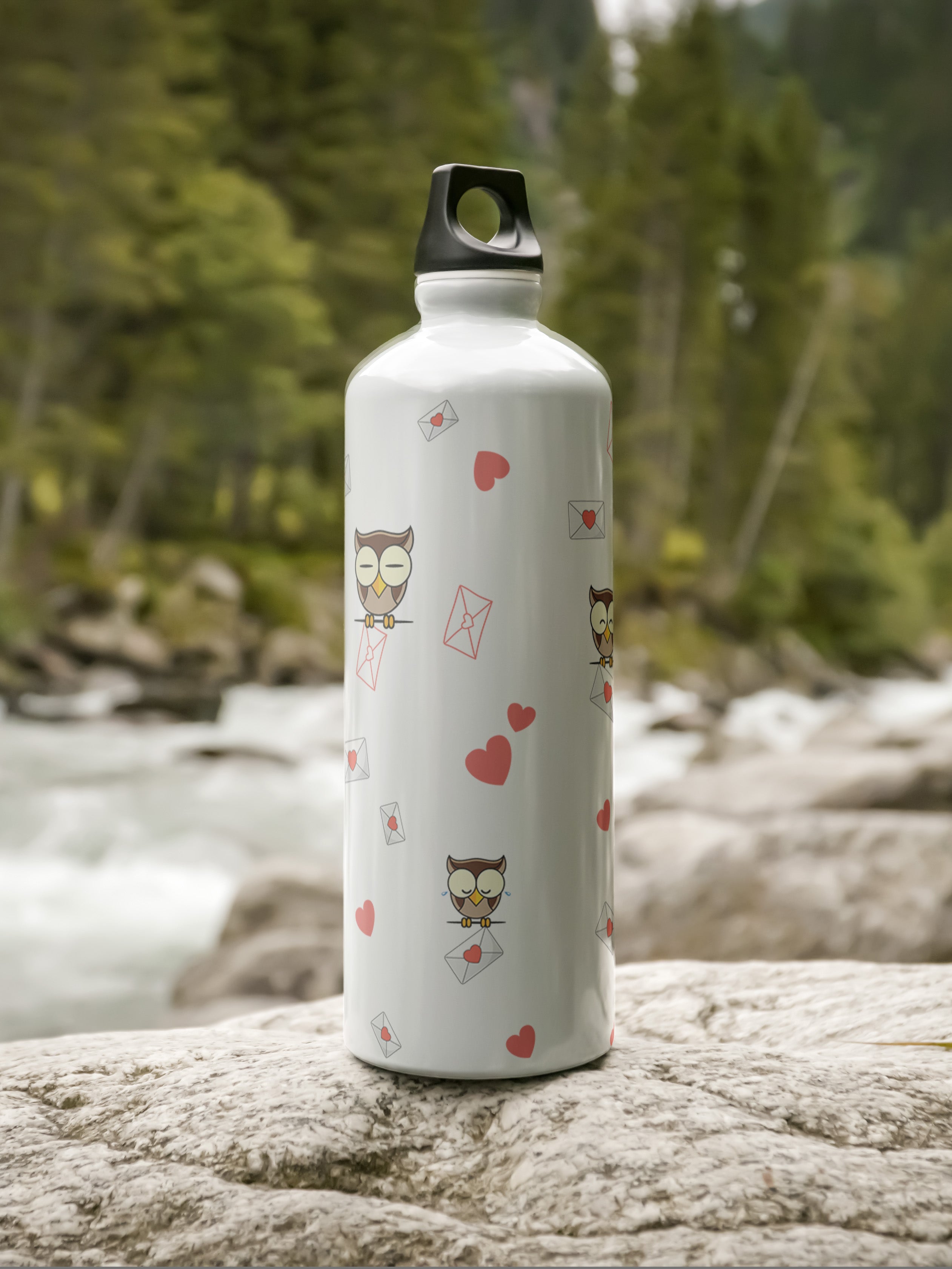 Owl Pattern Graphic Metal Bottle