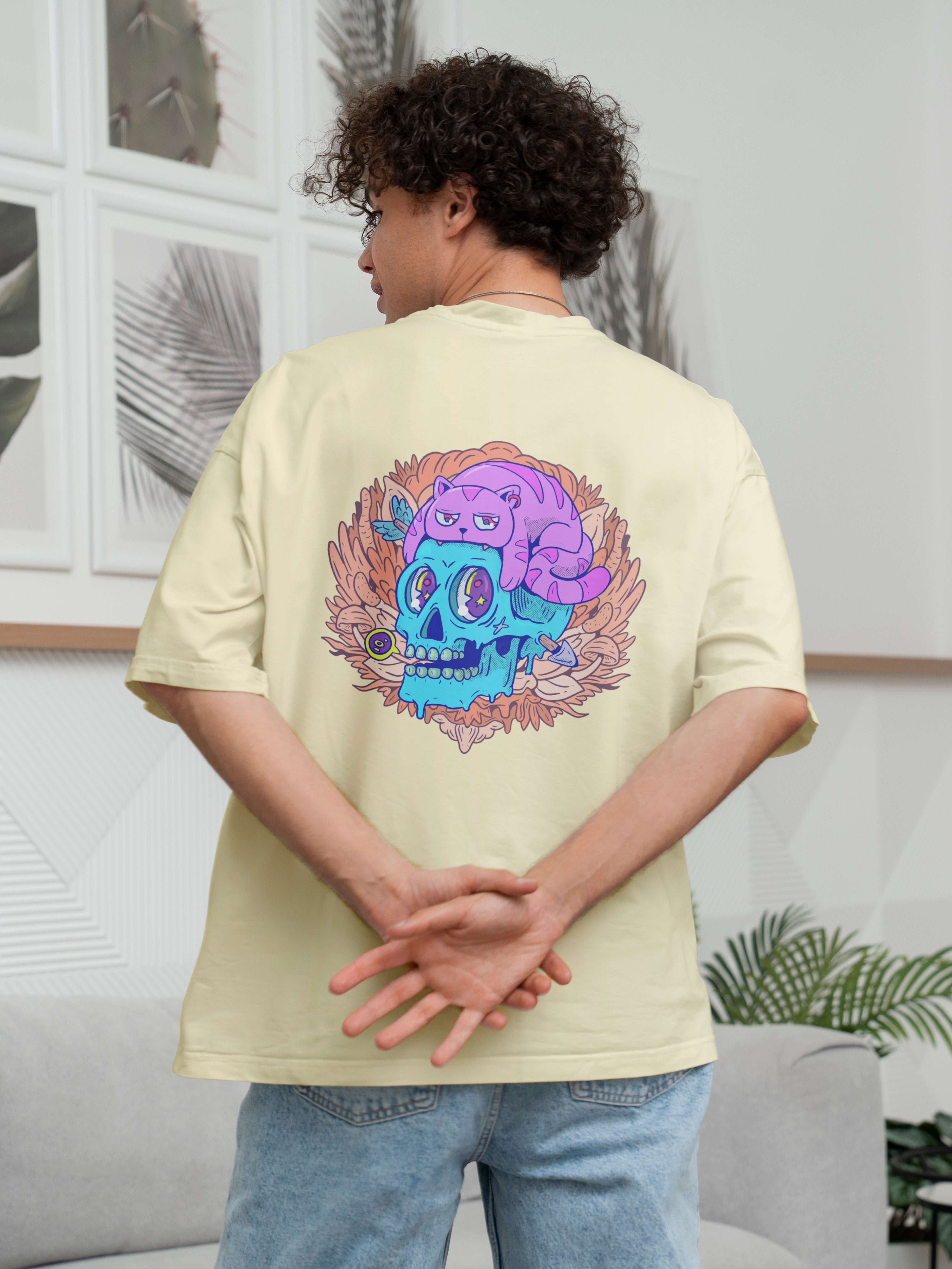 Cat Skull Oversized Tee