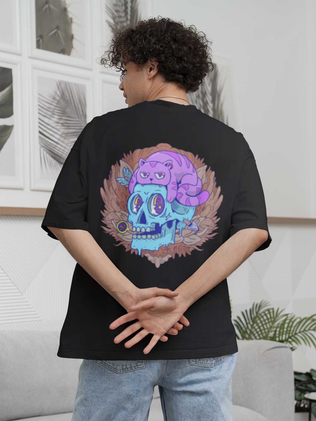 Cat Skull Oversized Tee