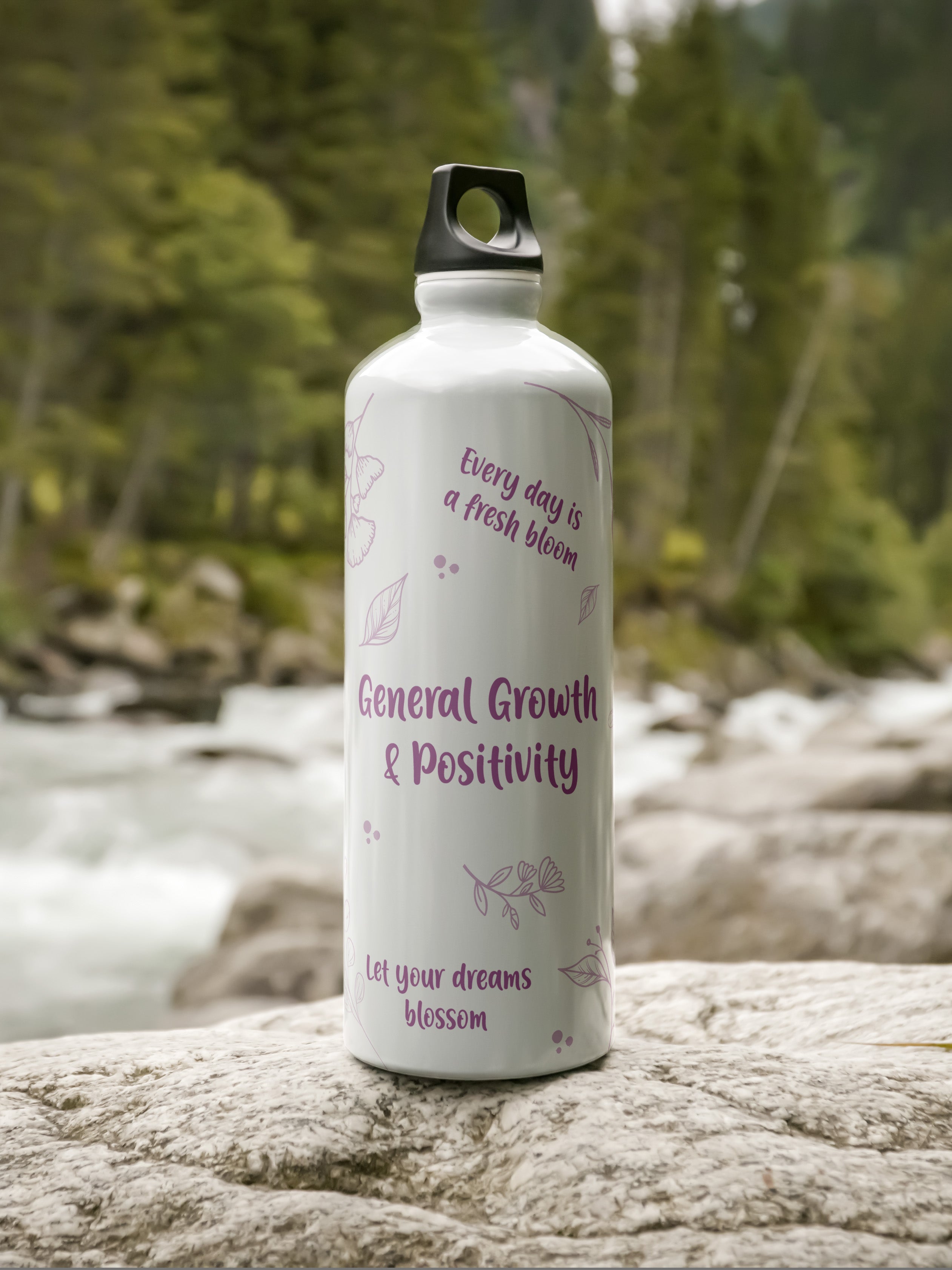 Growth & Positivity Pattern Graphic Metal Bottle