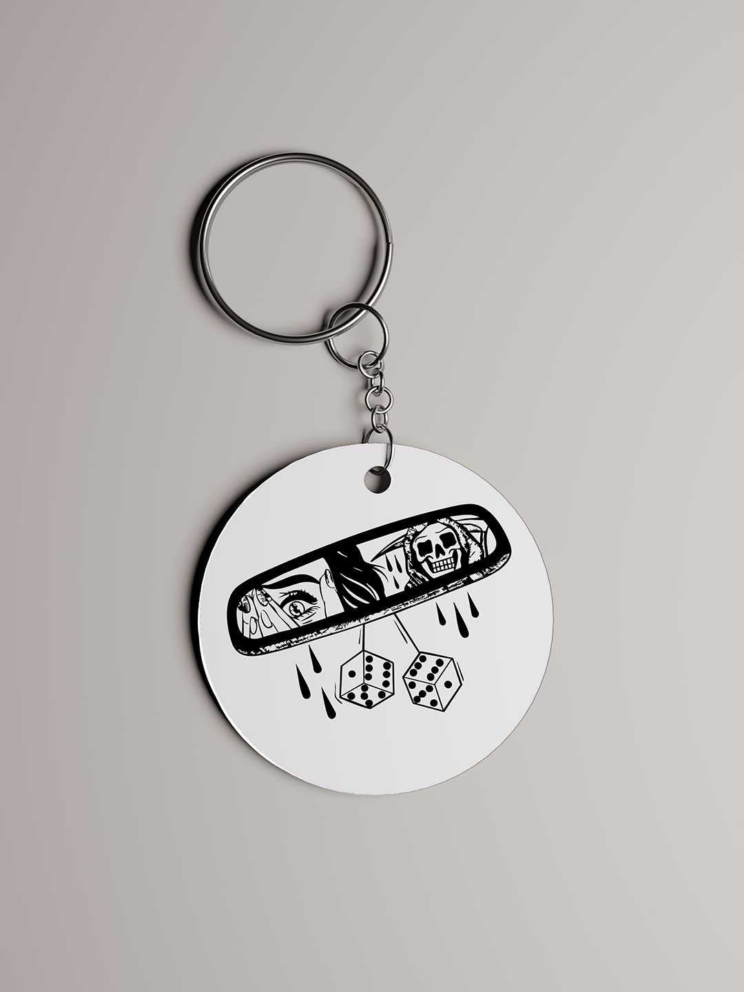 Rear View Mirror Graphic Keychain
