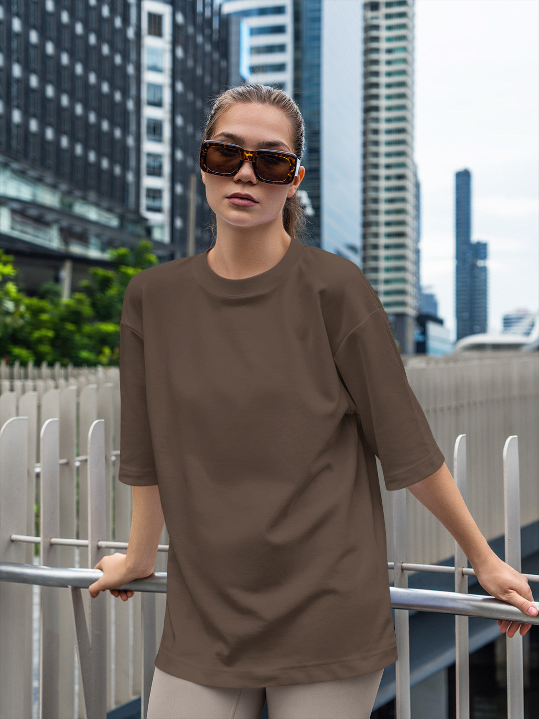 Coffee Solid Oversized Tee