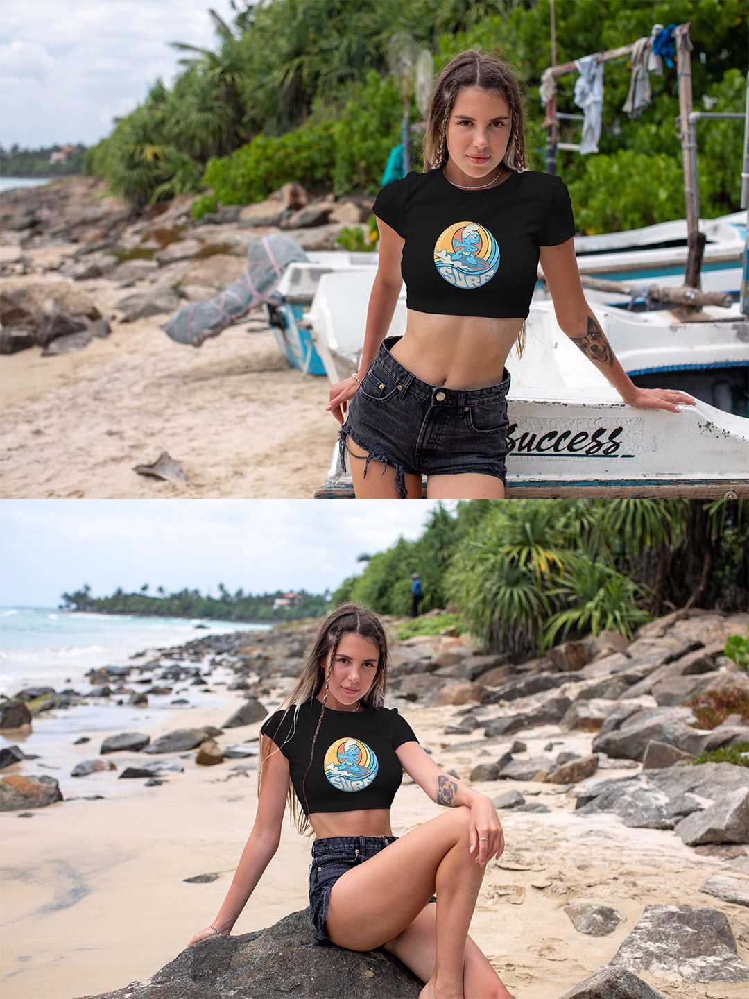 Sea Smurf Graphic Baby Tee