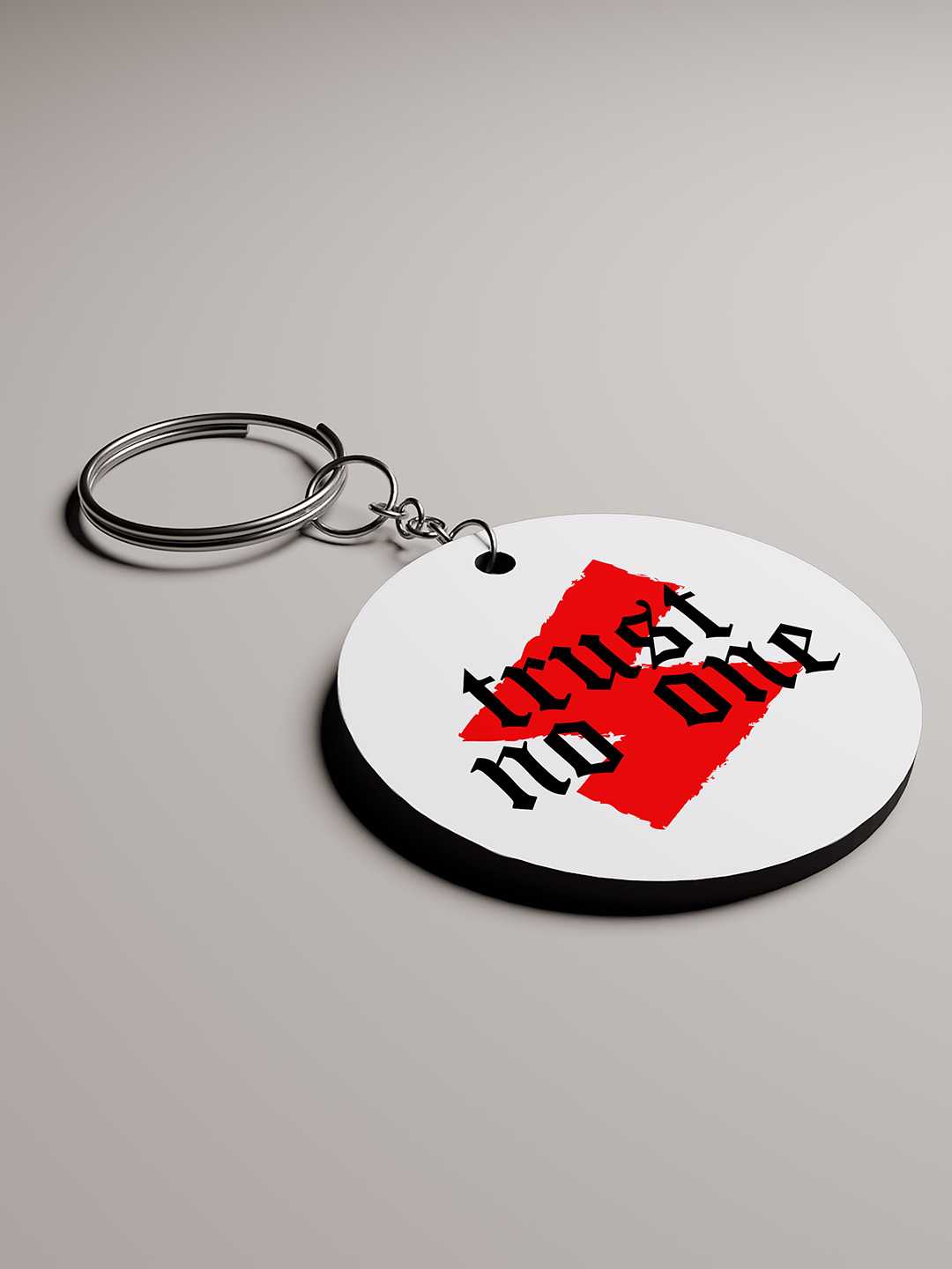 Trust No One Graphic Keychain