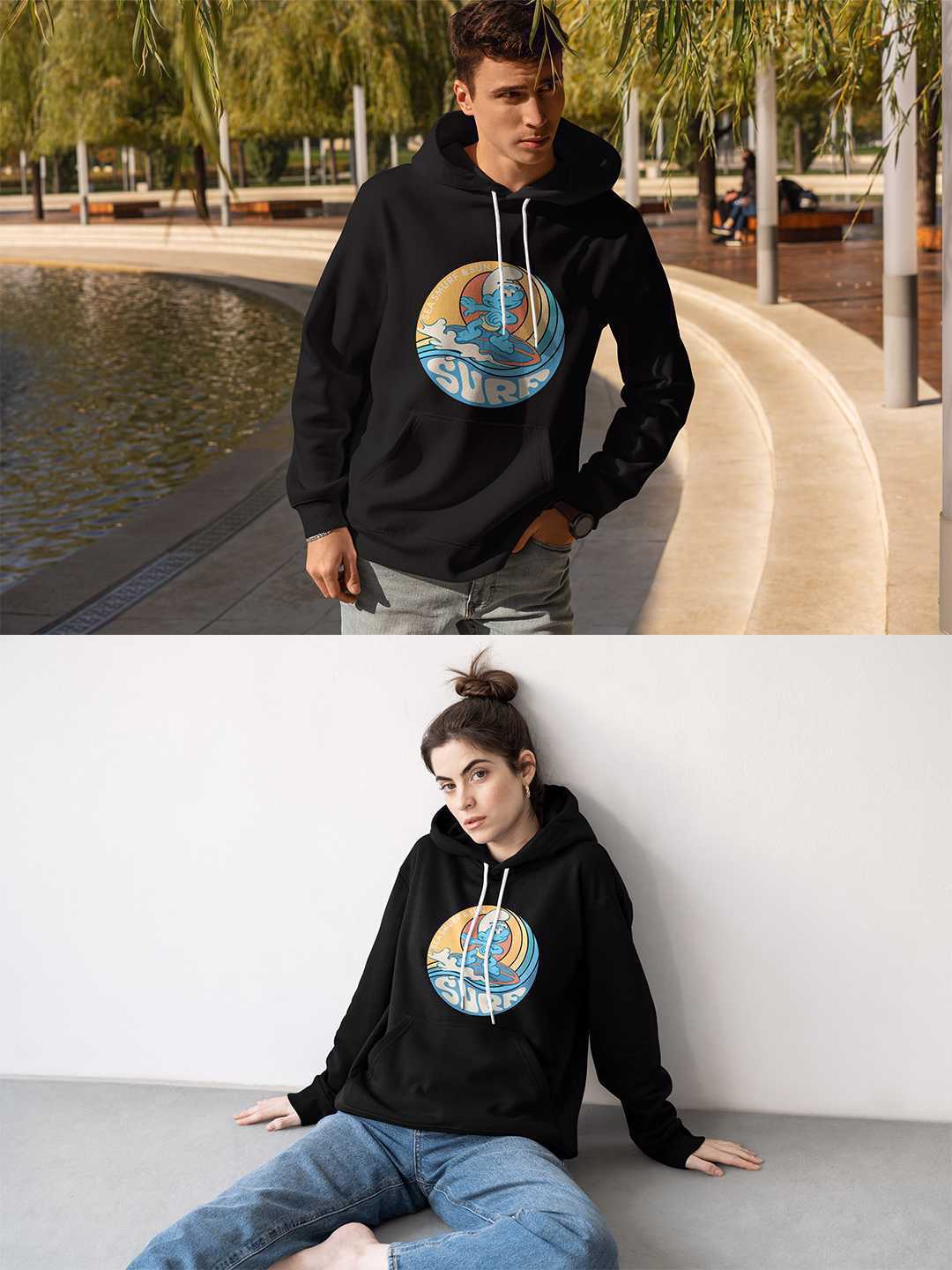 Sea Surf Smurfs Pullover Hoodie