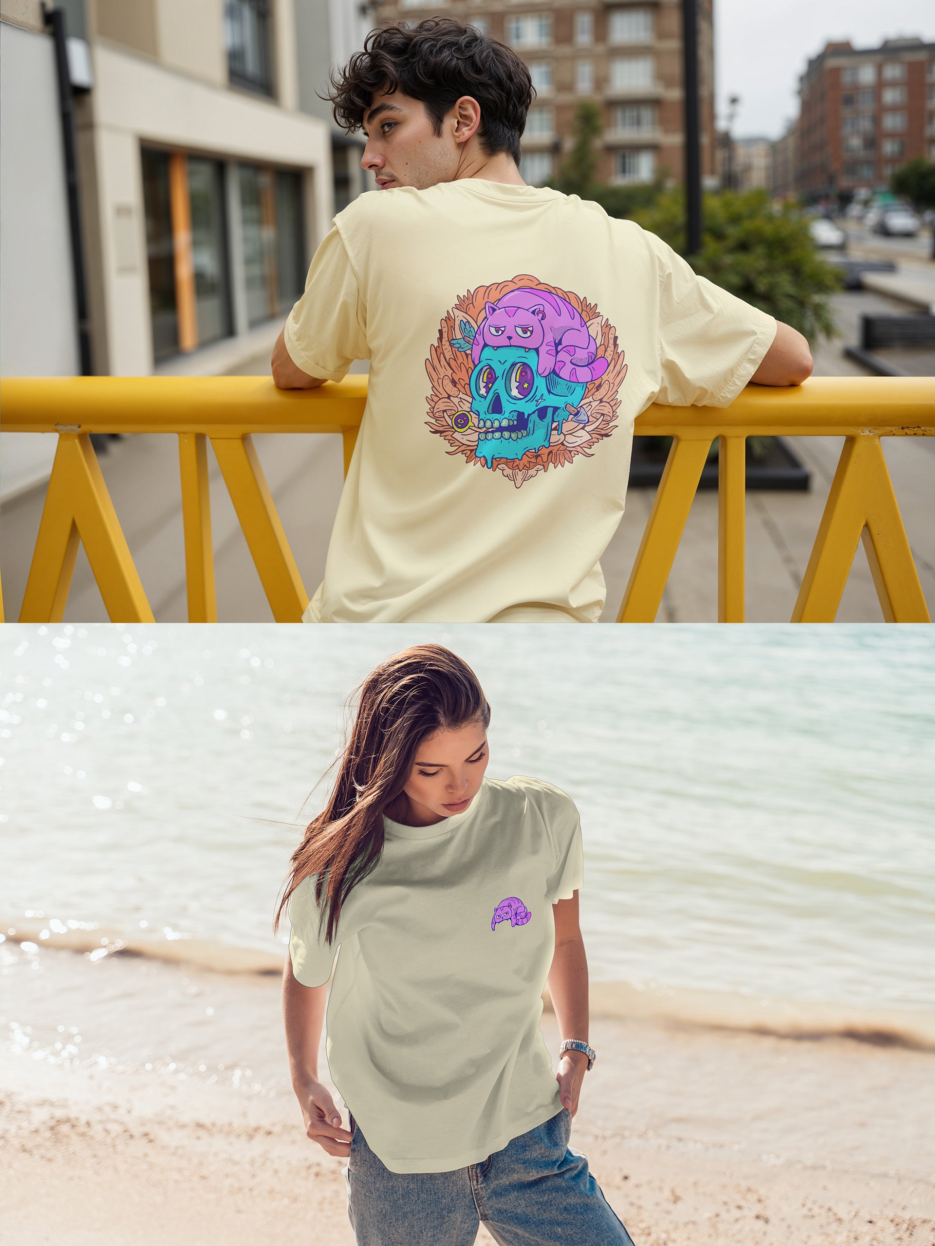 Cat Skull Oversized Tee