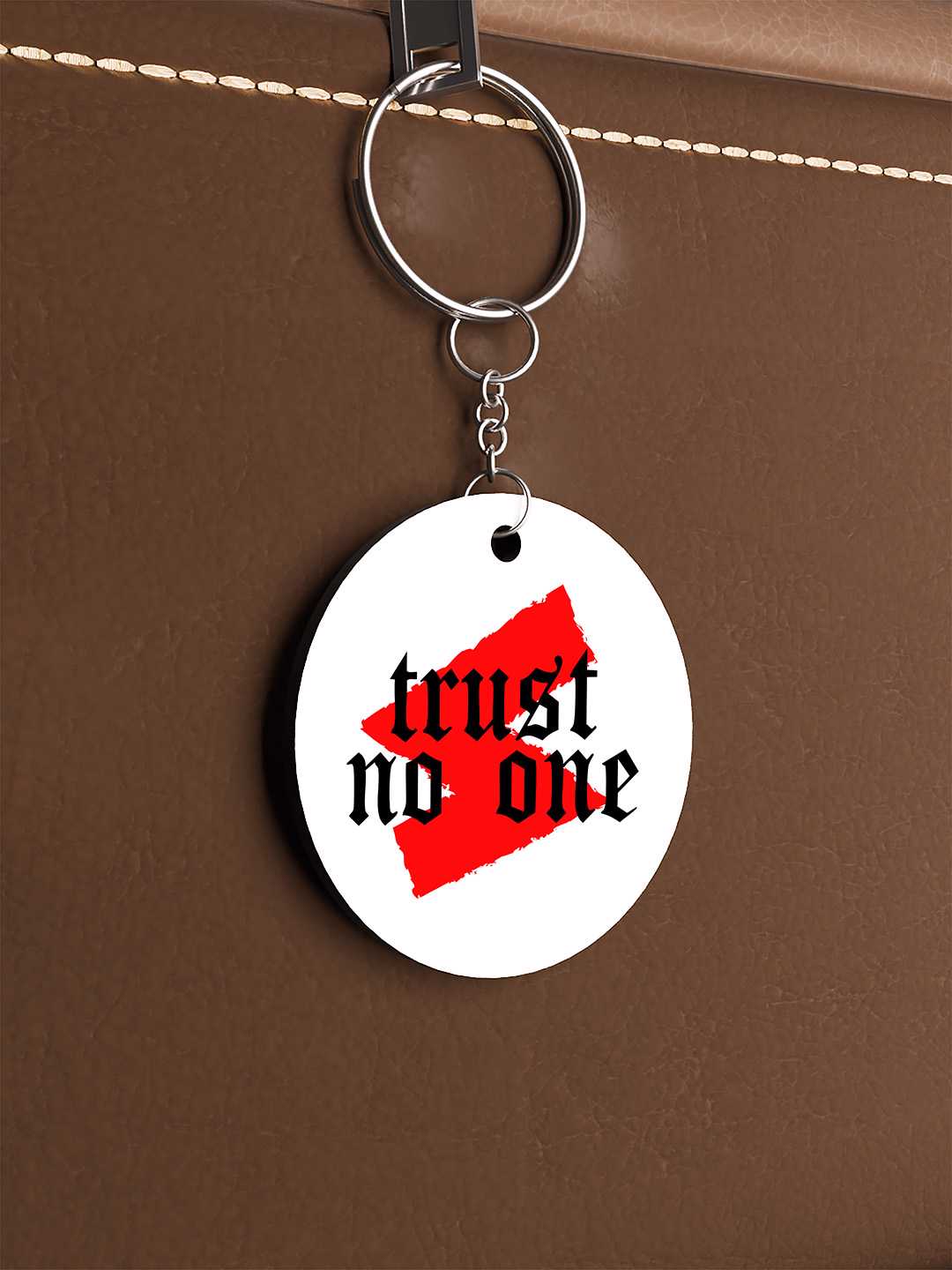 Trust No One Graphic Keychain
