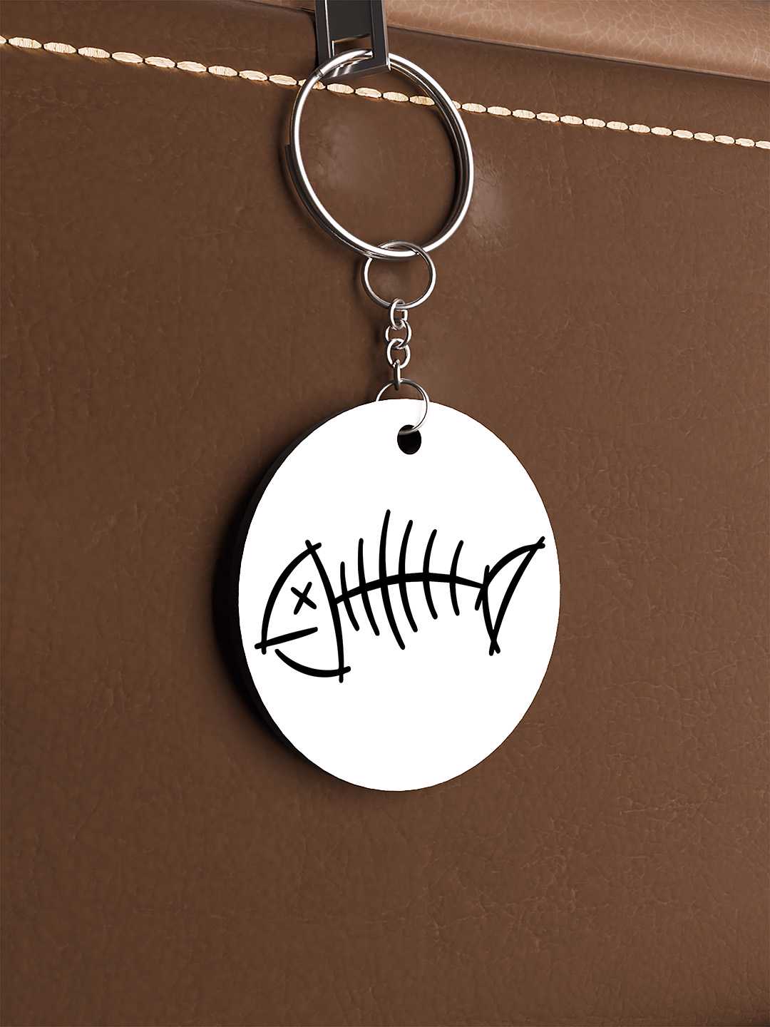 Fish Bone Graphic Keychain