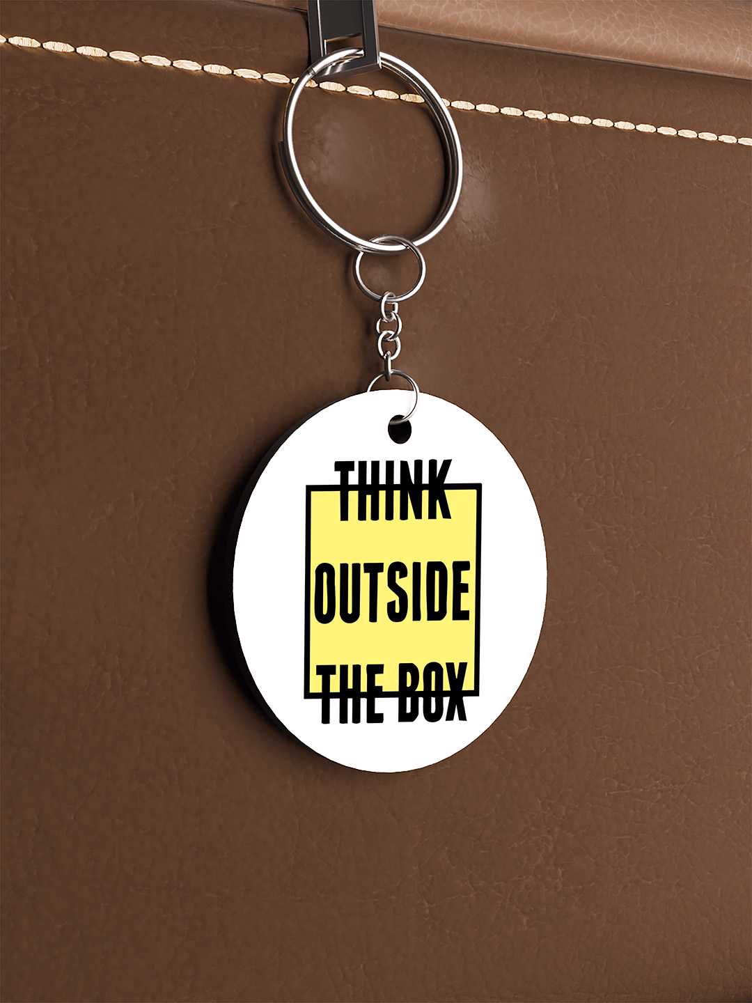 Think Outside the Box Graphic Keychain