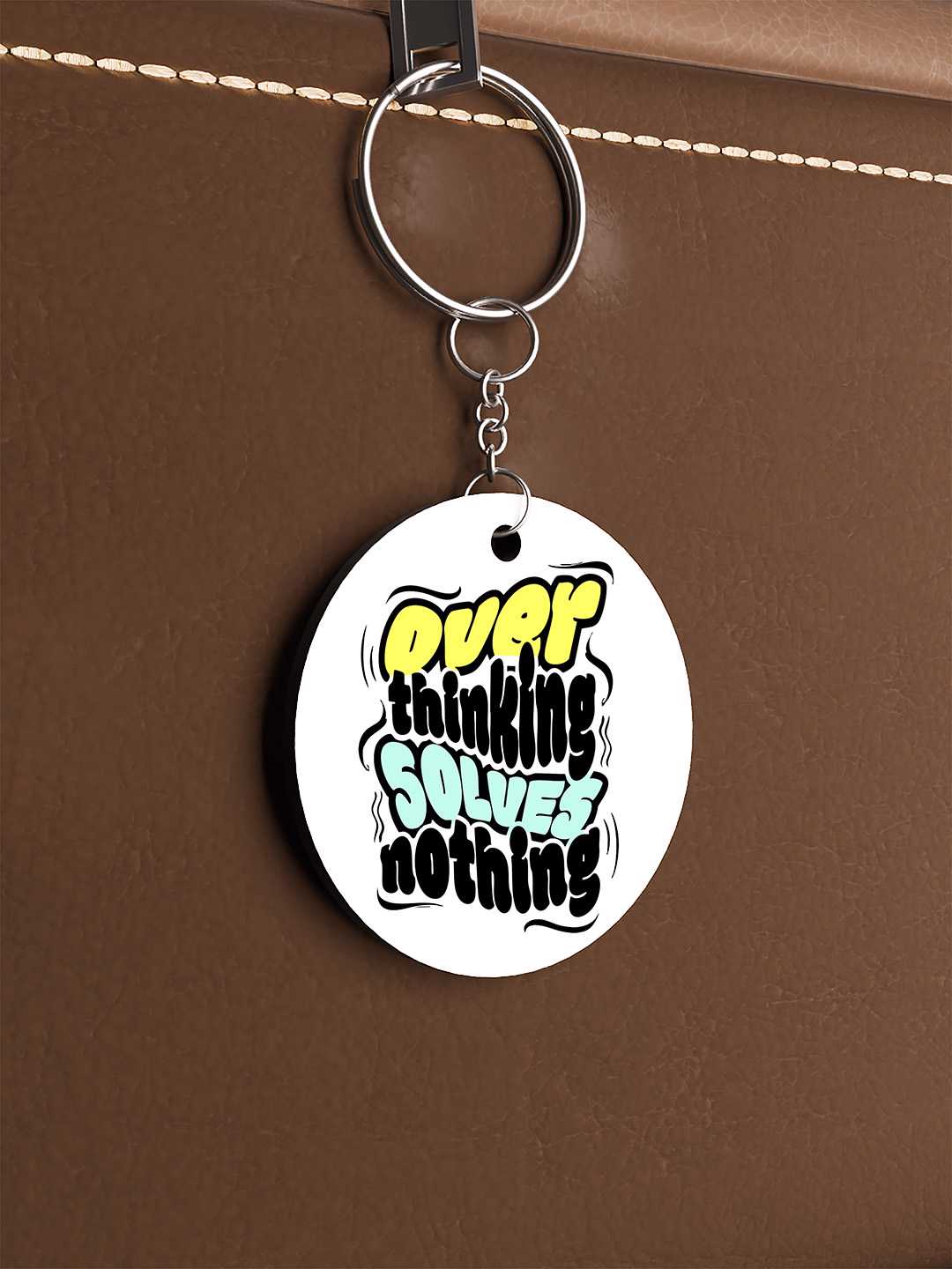Overthinking Solves Nothing Graphic Keychain