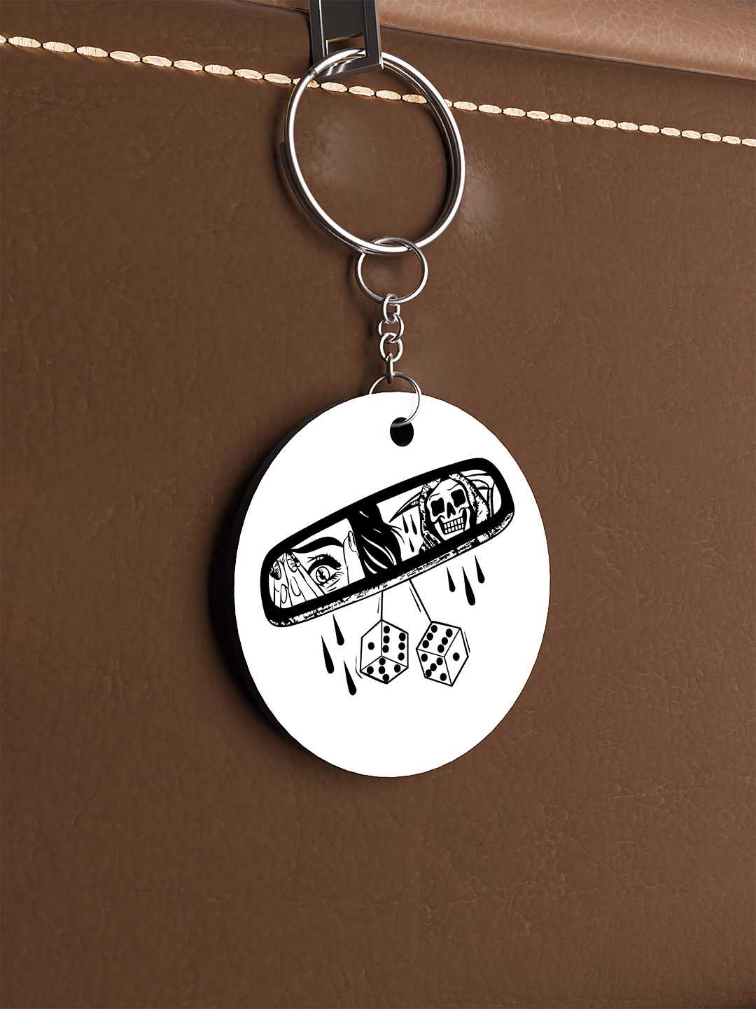 Rear View Mirror Graphic Keychain