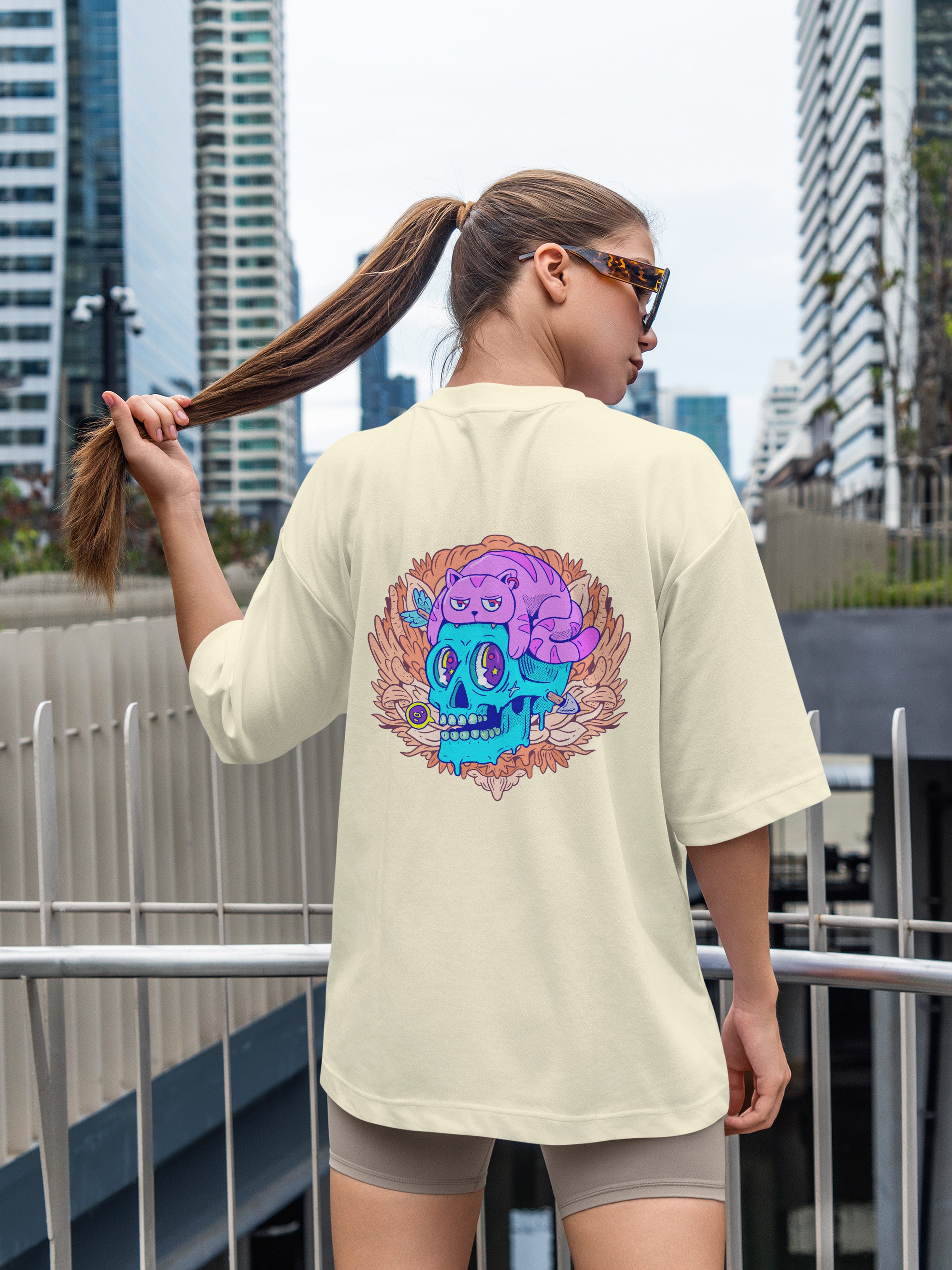 Cat Skull Oversized Tee