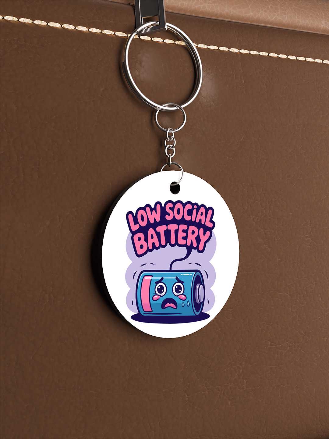 Low Social Battery Graphic Keychain