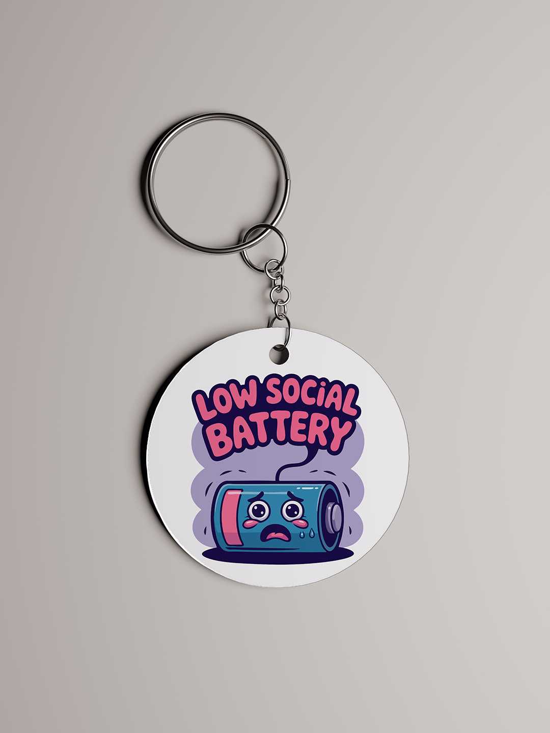 Low Social Battery Graphic Keychain