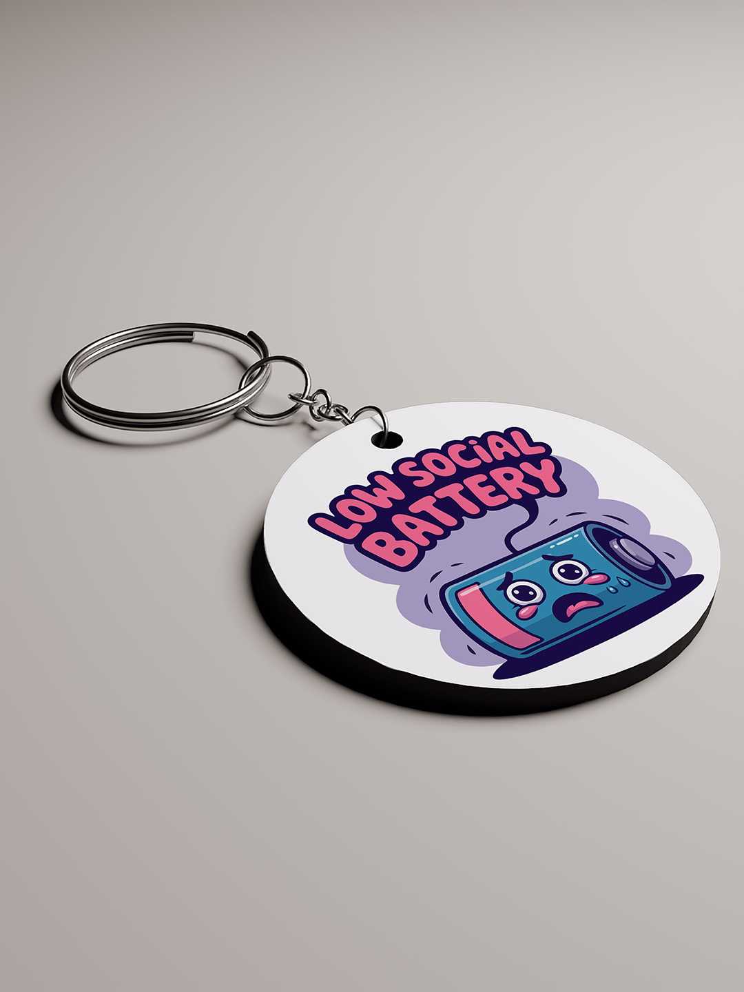 Low Social Battery Graphic Keychain