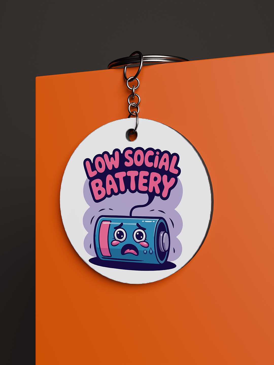 Low Social Battery Graphic Keychain