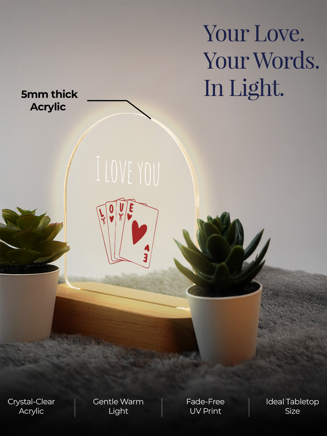 Spades of Love LED Acrylic Frame