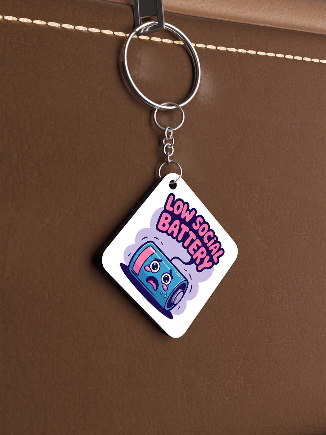 Low Social Battery Graphic Keychain
