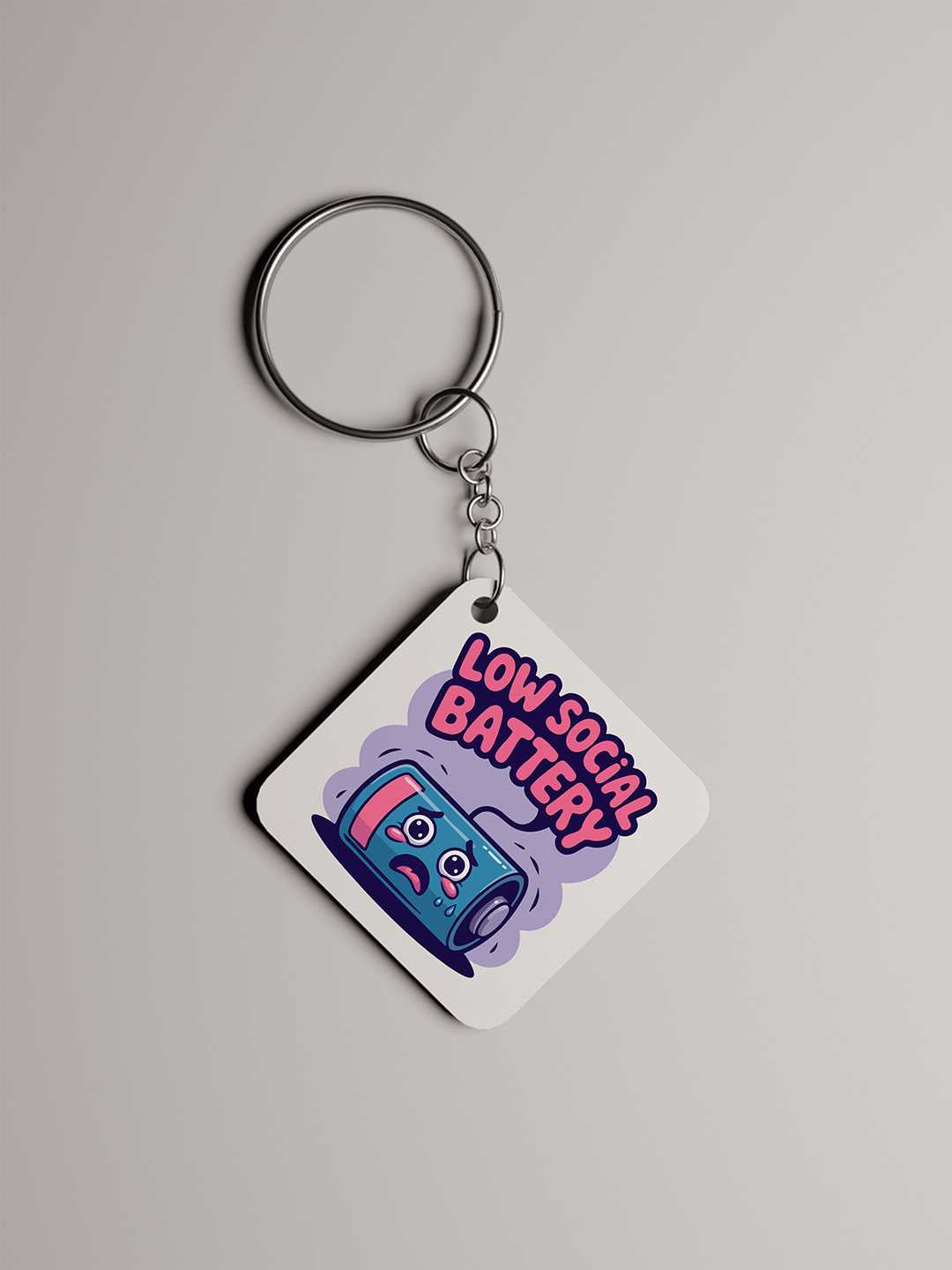Low Social Battery Graphic Keychain