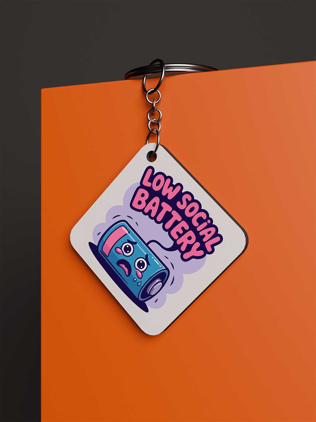 Low Social Battery Graphic Keychain